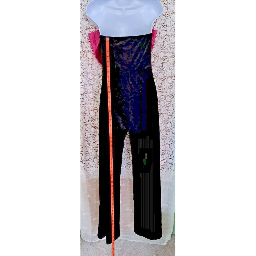 Nasty Gal Velvet Jumpsuit Women's 6 Black Pink Bow One Piece Side‎ Zip Boho Y2K - Picture 11 of 12